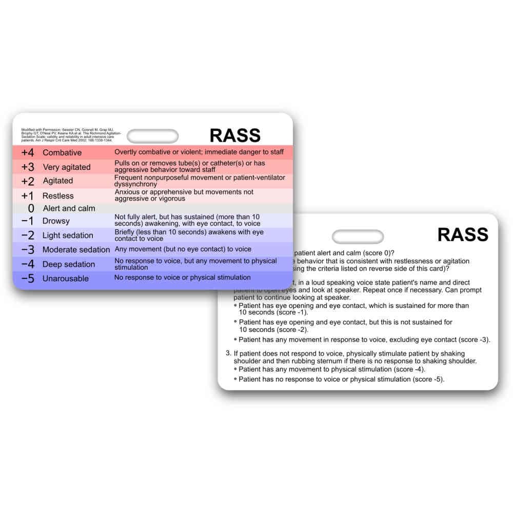 Rass Richmond Agitation Sedation Scale Horizontal Badge Card Etsy
