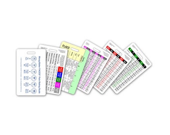 Mini conjunto pediátrico de cartões de crachá verticais - 6 cartões - Enfermeira Paramédica EMT RN para guia de bolso de identificação Folha de referência