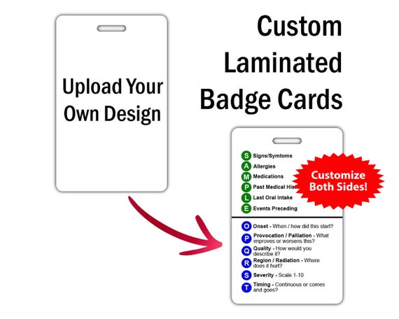 Custom Vertical Badge Card - Upload Your Own Design, custom badge buddy, waterproof, laminated, heavy duty, slot hole punch
