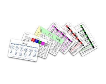 Mini conjunto pediátrico de cartões de crachá horizontais - 6 cartões - Enfermeira Paramédica EMT RN para guia de bolso de identificação Folha de referência
