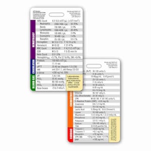 Lab Values Badge Pocket Card Reference Vertical for Nurse Paramedic EMT for ID Badge Clip Strap or Reel Laboratory