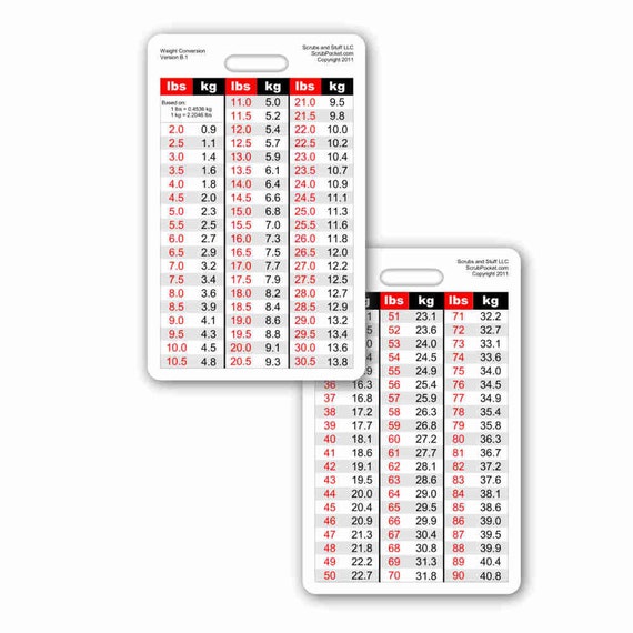 Pediatric Weight Conversion Badge Card Vertical Accessory for Nurse  Paramedic EMT for ID Badge Clip Strap or Reel Pedi