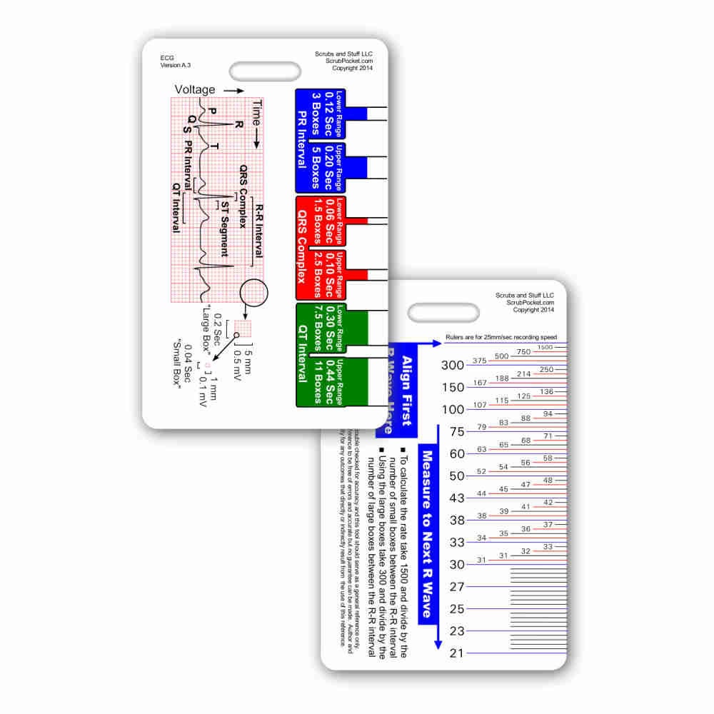 ekg ruler badge pocket card vertical for nurse paramedic emt etsy