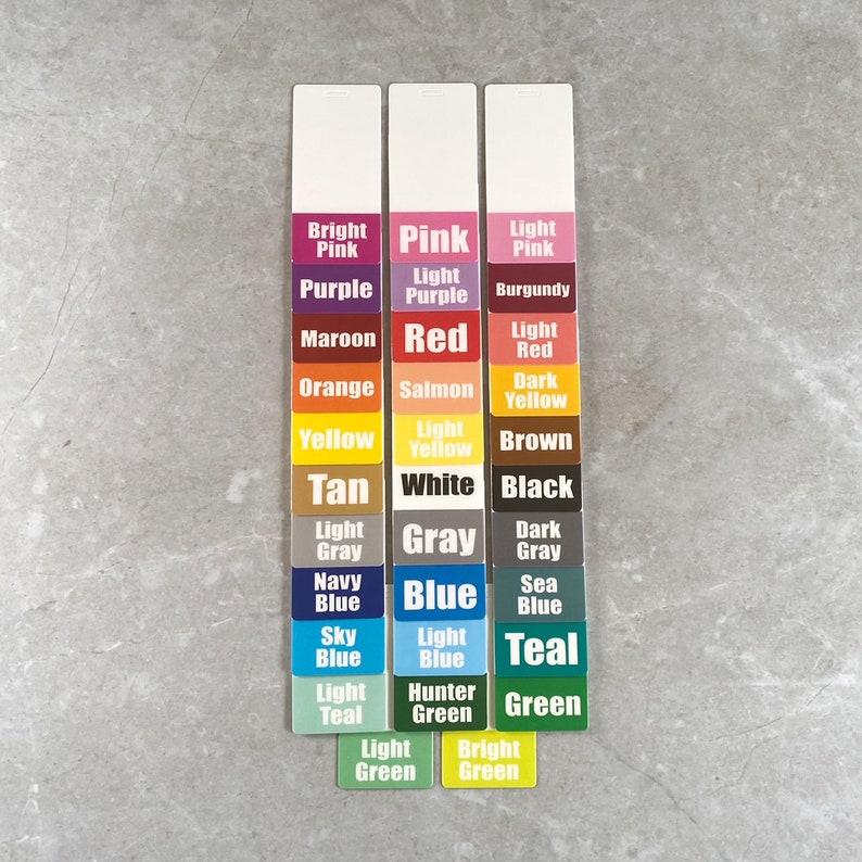 May include: A color chart with 24 different color swatches, each labeled with the color name. The colors are arranged in three columns, with the first column starting with bright pink and ending with light green, the second column starting with pink and ending with bright green, and the third column starting with light pink and ending with green.