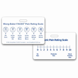 Wong Baker FACES® pijnbeoordelingsschaal horizontaal met numbeoordelingsschaal Badgezakkaart voor verpleegkundige paramedicus EMT voor ID-badgeclipband of haspel