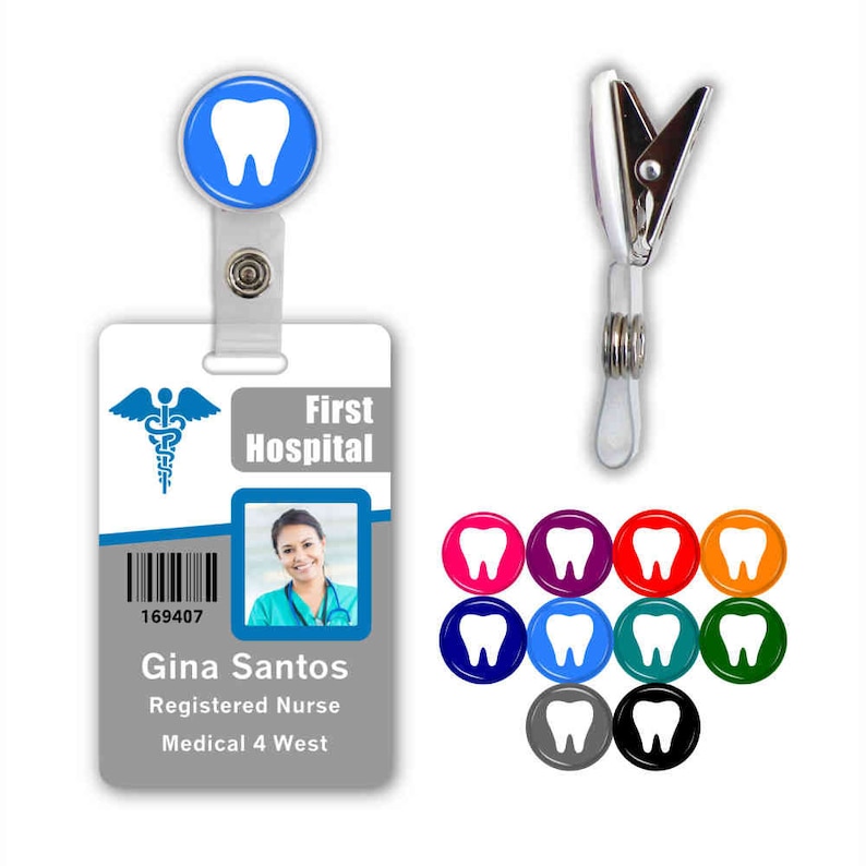Dental Tooth Badge ID Name Tag Clip Available in 10 colors Etsy