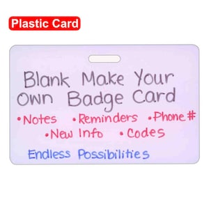 Leere Plastik Machen Sie Ihre Eigene Ausweiskarte Horizontal für Krankenschwester Sanitäter EMT für ID Badge Clip Strap oder Reel