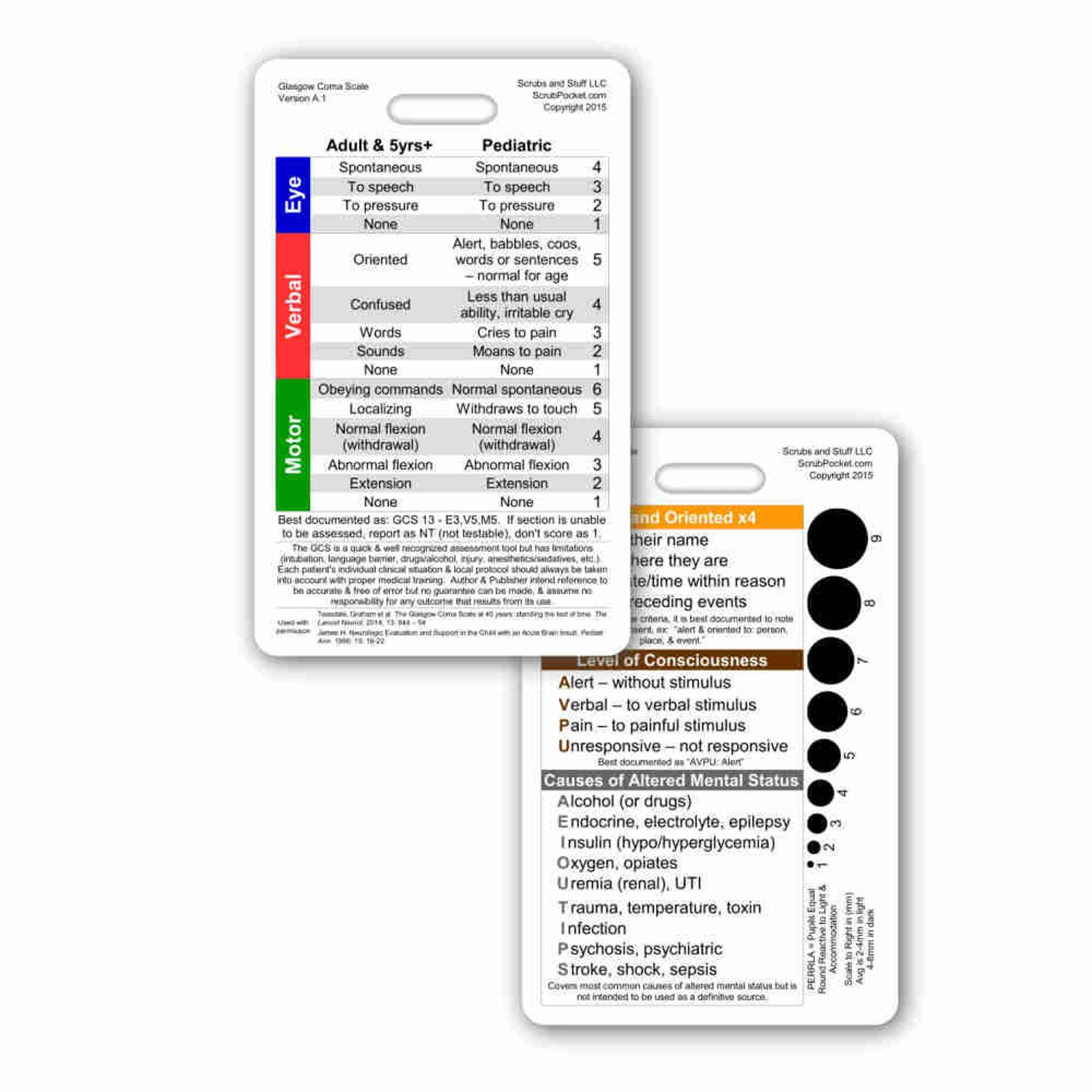 Glasgow Coma Scale Badge Card Vertical Accessory for Nurse Paramedic ...