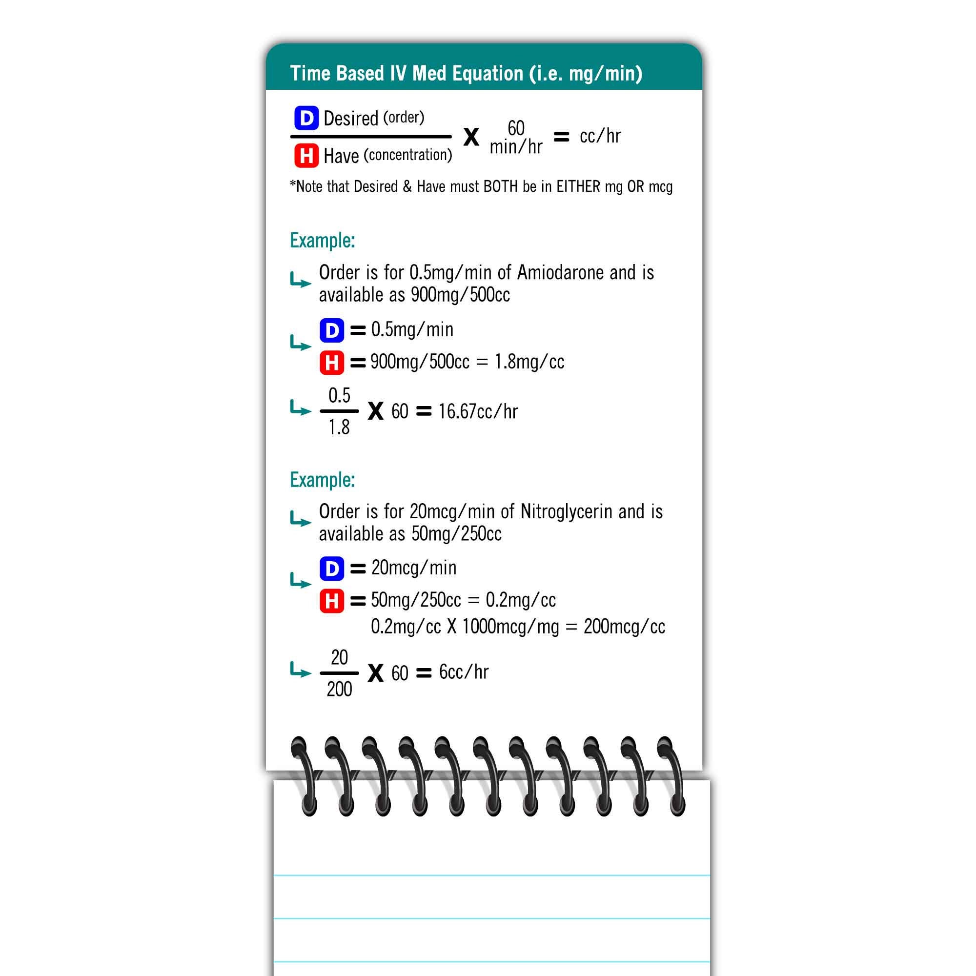 Example Paramedic Formulas Reusable, Medication Formulas, Nurse Notepad, Nursing Student Notes ...