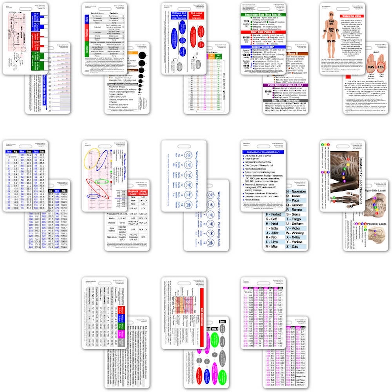 Complete EMS Vertical Badge Card Set - 13 Cards - for ID Badge Clip ...