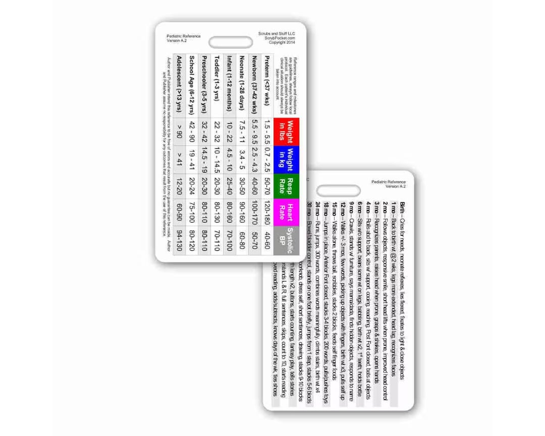 Pediatric Vital Signs & Developmental Milestones Vertical Badge Card ...