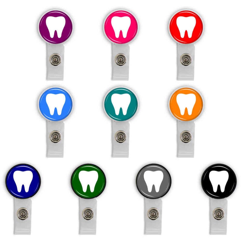 Dental Tooth Badge ID Name Tag Clip Available in 10 colors Etsy