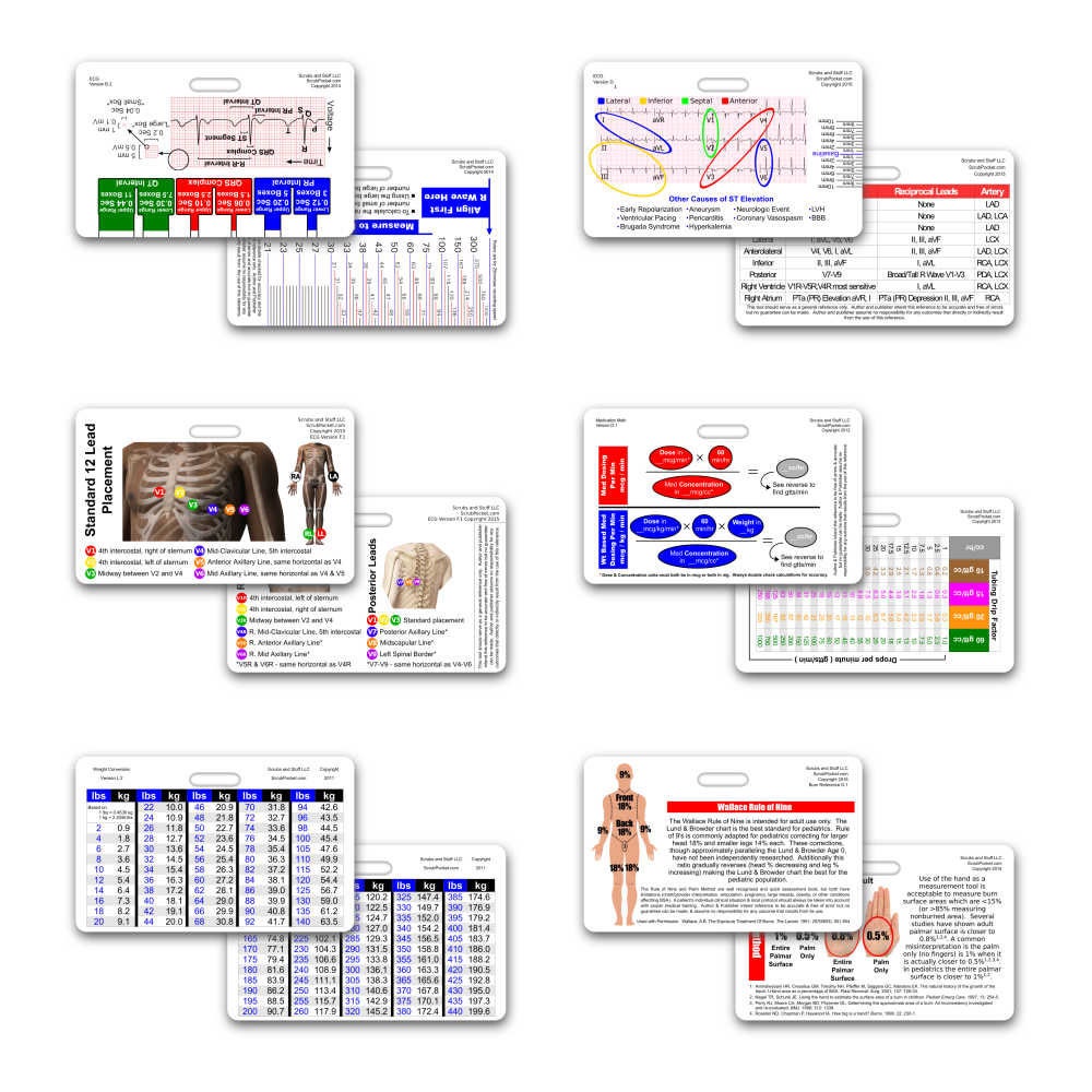 Mini Paramedic Horizontal Badge Card Set - 6 Cards - for ID Badge Clip ...