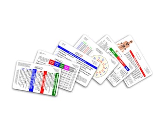 Mini EMT Horizontal Badge Card Set - 6 Cards - for ID Badge Clip Strap Reel Reference Cheat Sheet Pocket Guide EMS