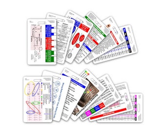 Complete EMS Vertical Badge Card Set - 13 Cards - for ID Badge Clip Strap Reel Reference Cheat Sheet Pocket Guide Paramedic EMT