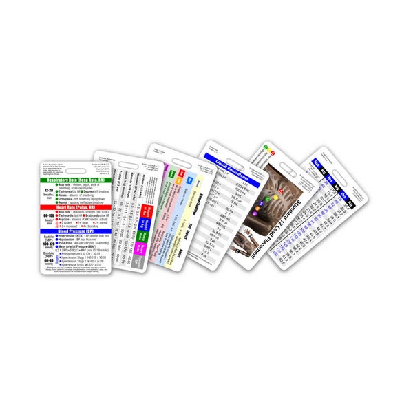 Mini CNA / NA / Nursing Assistant Vertical Badge Card Set - 6 Cards - for ID Badge Clip Strap Reel Reference Cheat Sheet Pocket Guide