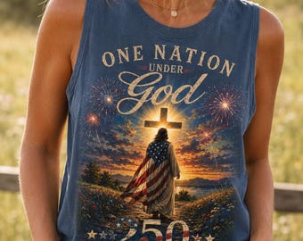 One Nation Under God 250 Years Blessed Tank Top, Christian Patriotic Shirt