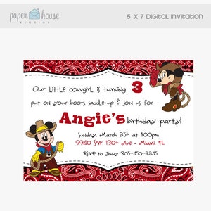 Cowboy Mickey & Cowgirl Minnie 5x7 invito digitale