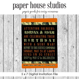 Camo/Army 5 x 7 Digital Invitation