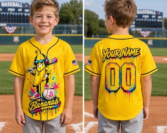 Personalized Bananas Team Baseball Jersey, Let's Go Bananas Jersey, Funny Bananas Jersey, Custom Team Name Number, Gift For Savannah Fan