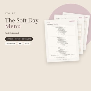 Self Care Menu Printable, Soft Day Menu, Self Care Ideas, Low Energy Day Planner, Comfort Kit Checklist, A5 Letter A4 GoodNotes
