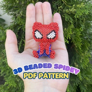 3D Beaded Spider Hero Pattern | Cute Superhero Beading Weaving Tutorial | Kawaii Spidey Bead PDF | Seed Bead DIY | Digital Download