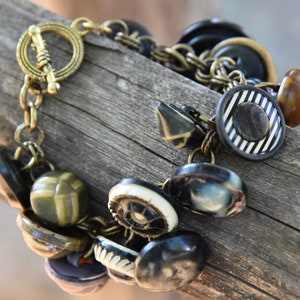 OOAK, Vintage and Antique Button Charm Bracelet