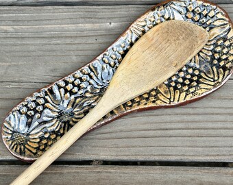 Handmade, ceramic spoon rest