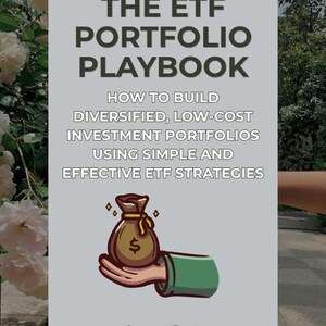 May include: A book cover titled THE ETF PORTFOLIO PLAYBOOK: HOW TO BUILD DIVERSIFIED, LOW-COST INVESTMENT PORTFOLIOS USING SIMPLE AND EFFECTIVE ETF STRATEGIES by Imran Rao. It features a graphic of a hand holding a brown money bag with a dollar sign.