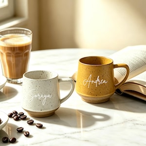 Customized Name Mug Personalized Ceramic Coffee Cup, Custom Date Monogram Initial Mug,Gift for Best Friend, Daily Office Kitchen Mug
