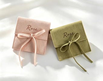 Satijnen sieradenzakje | Luxe zijden cadeauzakje | Aangepast logo huwelijksbedankje | Cadeau bruidsmeisje | Opberger oorbellen ketting