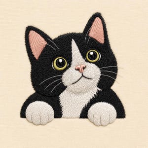 Broderidesign för smokingkatt, svartvit kattungemaskinfil (digital nedladdning)