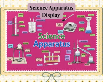 Presentatie van wetenschappelijke apparatuur in de klas - Printbaar prikbord voor wetenschappelijke laboratoriumapparatuur
