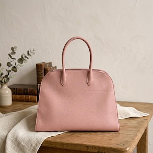 Classic Pebbled Leather Commuter Bag, Structured Top Handle Tote, Genuine Leather Work Bag Women