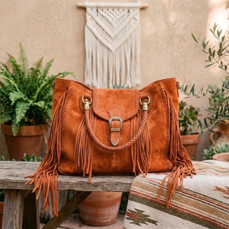 Rust Suede Leather Bag - Etsy