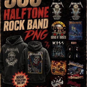 500+ rasterbilder av rockbanddesign i PNG | Grafik för musiktröjor | Digital nedladdning