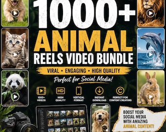 Pack de plus de 1000 vidéos d'animaux | Vidéos virales d'animaux sauvages et domestiques | Contenu pour les réseaux sociaux
