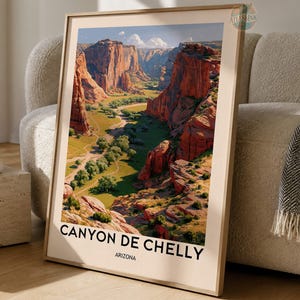Canyon de Chelly Poster-Druck, Wandkunst aus dem roten Felsencanyon von Arizona, Wüstendekor der Navajo Nation, Reiseillustration als Geschenk