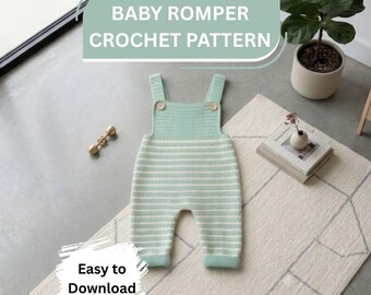 Baby Romper Crochet Pattern PDF | Newborn Sleep Suit & Booties Tutorial | Baby Outfit Crochet | Low Sew Set | Instant PDF Digital Download
