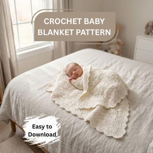 Crochet Baby Blanket Pattern PDF, Easy Beginner Blanket Crochet Tutorial, Lightweight Summer Baby Blanket, Fast Reversible Digital Download