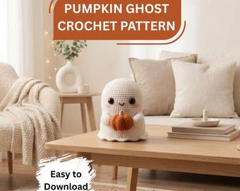 Pumpkin Ghost Crochet Pattern PDF, Halloween Amigurumi Ghost, Cute Pumpkin Plushie, Fall Crochet Decor, Cozy Ghost Tutorial Digital Download