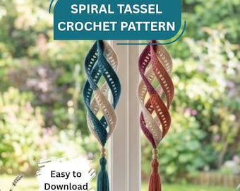Crochet Hanging Ornament Pattern PDF Spiral Tassel Home Decor Twisted Wind Spinner Christmas Crochet Beginner Pattern DIY Instant Download