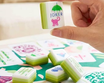 Custom Gradient Mint Green American Mahjong Set, 160 Hand-Painted Acrylic Tiles