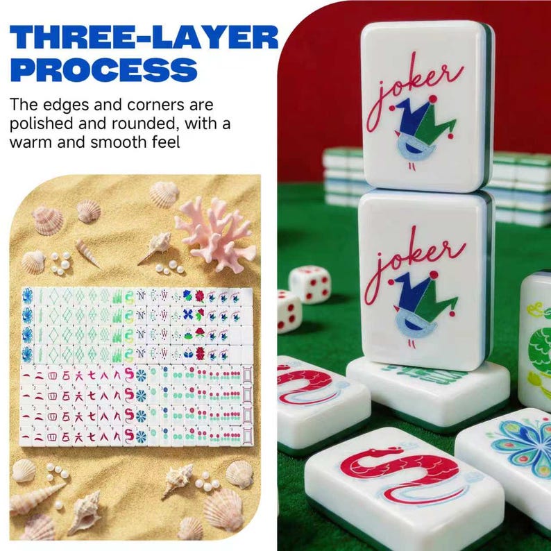 Juego de mahjong americano personalizado en color verde menta, 160 fichas acrílicas pintadas a mano. imagen 4
