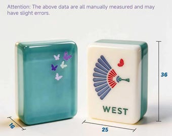 Juego de mahjong personalizado con mariposas verde menta, 160 fichas acrílicas pintadas a mano.