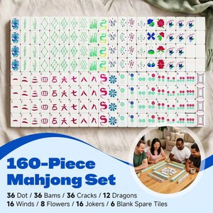 Juego de mahjong americano personalizado en color verde menta, 160 fichas acrílicas pintadas a mano. imagen 1