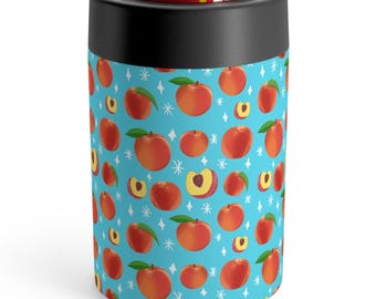 Peach Can Holder | Hand-Drawn Fruit Insulated Beverage Cooler