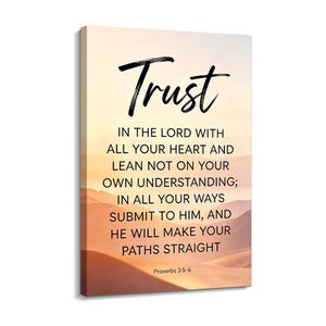 Trust In The Lord Bible Verse Canvas Poster Proverbs 3:5-6 Christian Wall Art Home Decor Religious Gift