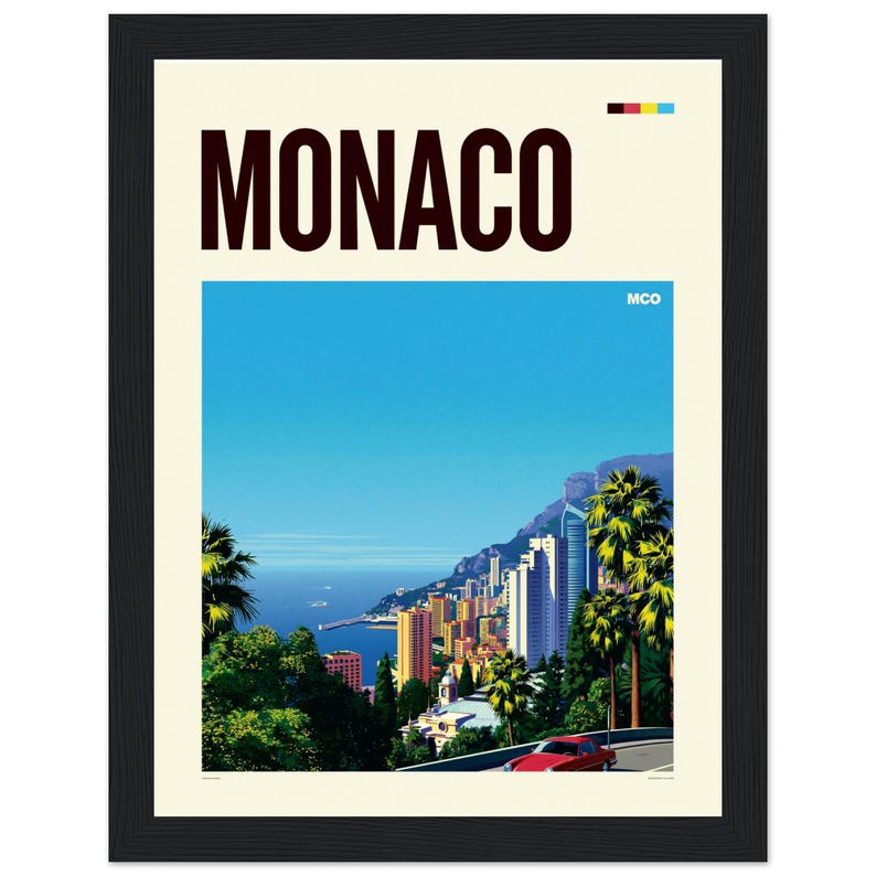 Monaco Travel Poster, Monaco Wall Art, Retro City Print, Monaco Gift image 7