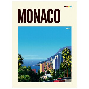 Monaco Travel Poster, Monaco Wall Art, Retro City Print, Monaco Gift image 8